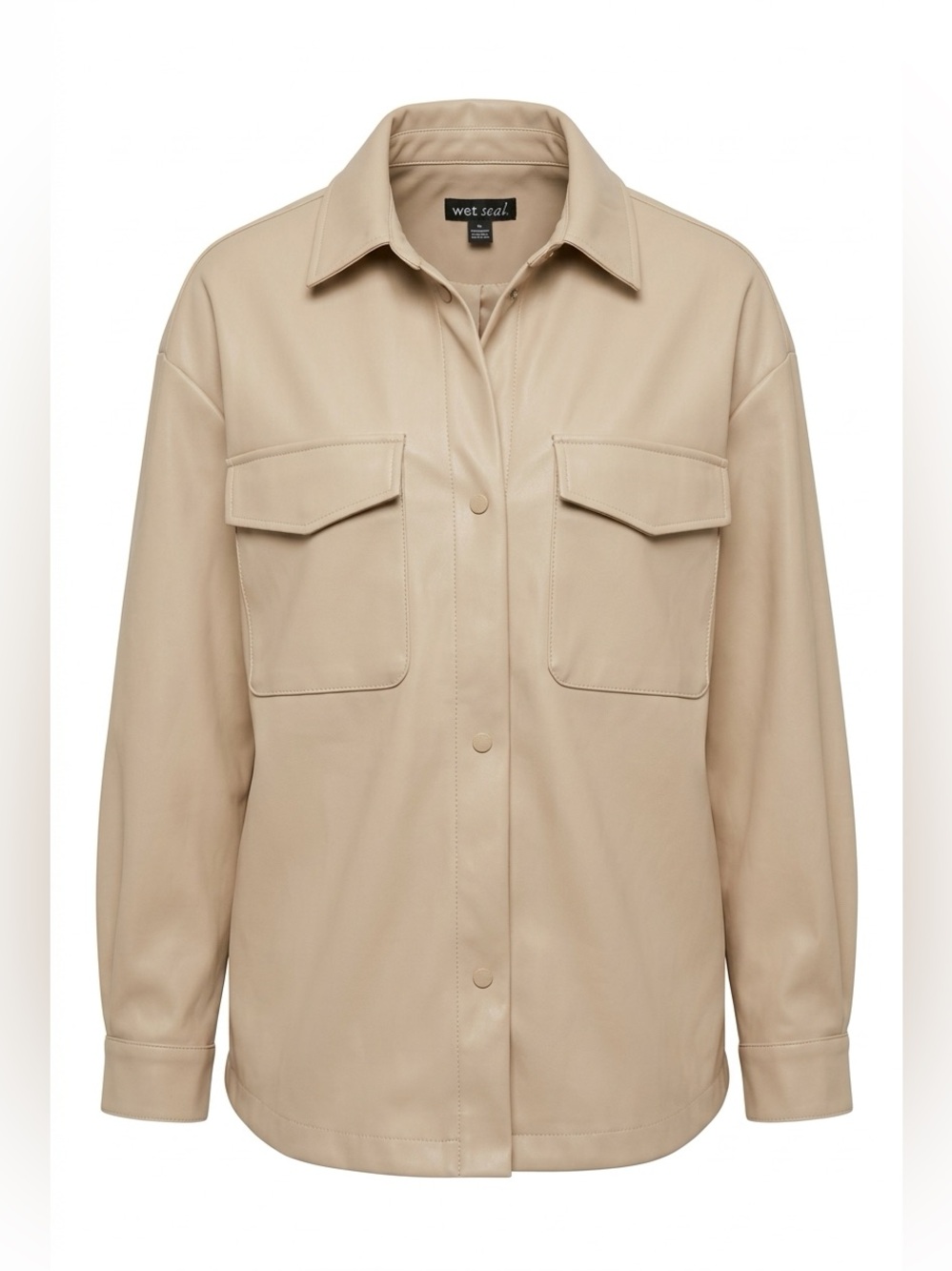 🌻WET SEAL Vegan Leather Over-shirt with Flap Pockets